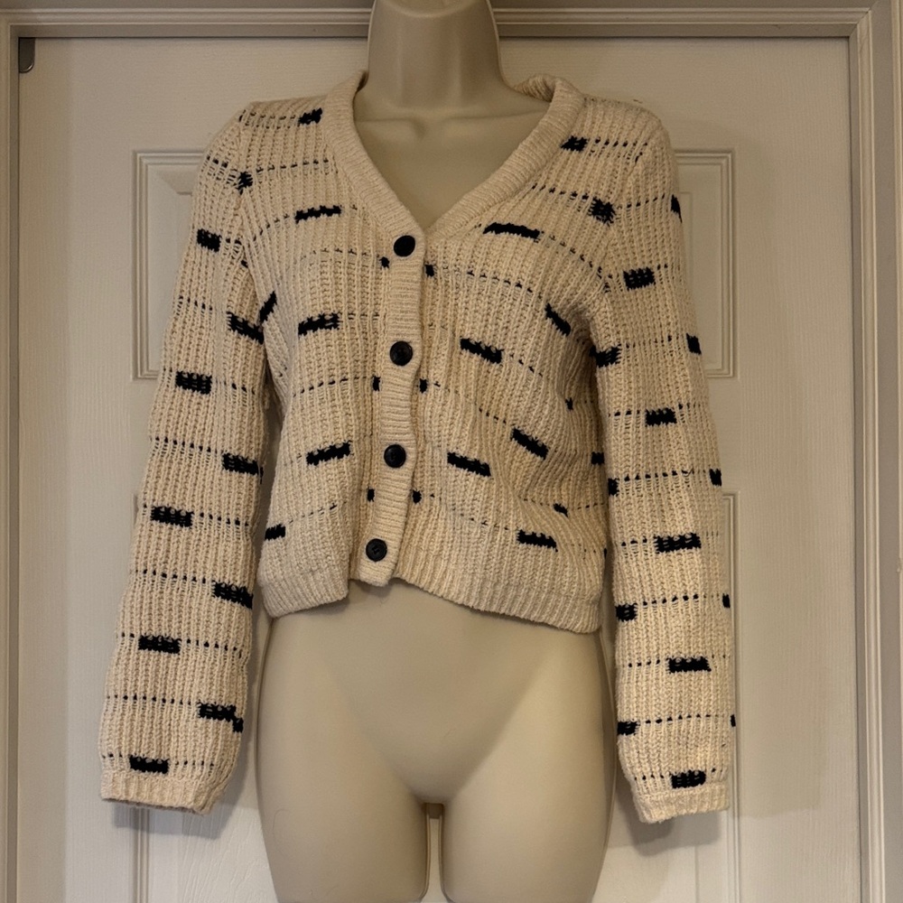Marine Layer Cream and Black Women's Sweater